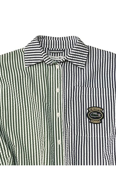 Lacoste Rochie cămașă cu dungi verde albastre
