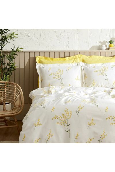 Karaca Home Loretta Gelb 100% Baumwolle Doppel Bettbezug Set