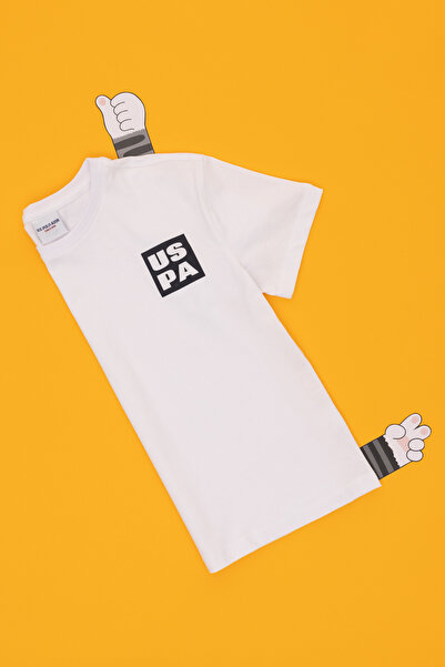 U.S. Polo Assn. Erkek Çocuk Beyaz Comfort Basic Bisiklet Yaka Tişört 50295447-VR013