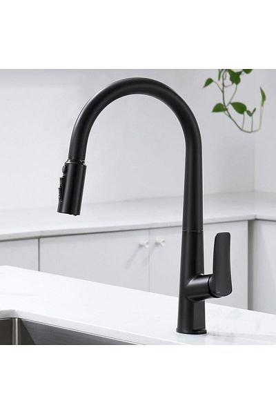 OEM 2025 New Black Spiral Fountain Kitchen Sink Faucet with Water Purifier Outlet, 7 Years Warranty