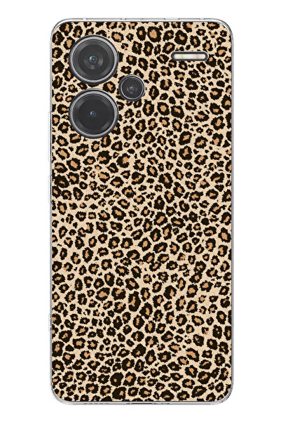 TechTree Redmi Note 13 PRO PLUS 5G Uyumlu Leopar Tasarımlı Şeffaf Silikon Kılıf