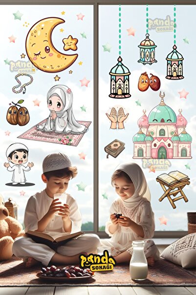 PANDA SOKAĞI Ramazan Ayı Hurma Kardeşler Sticker Seti, Ramazan Figürleri Mega...