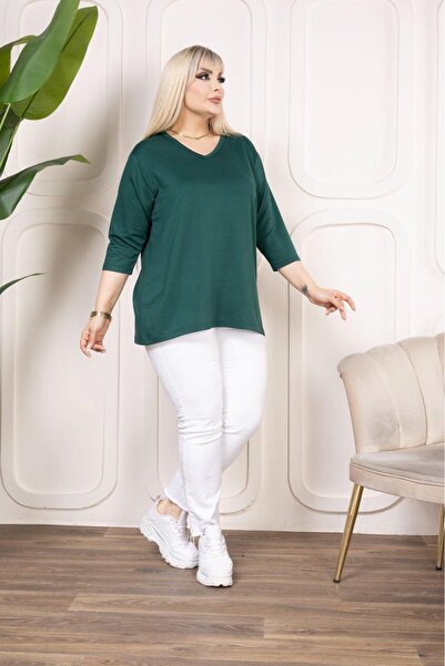 EMEZ Πράσινη μπλούζα με τρία τέταρτα μανίκια