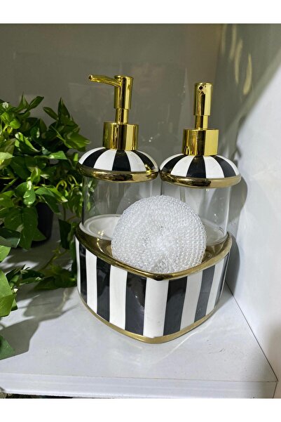 elif aksesuar Lavin Porselen Lüx Çift Hazneli Kalp Tasarımlı Sıvı Sabunluk De...