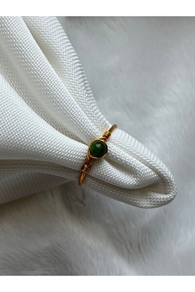 PelvedDesign الحد الأدنى من حجر اليشم خاتم سلك ذهبي قابل للتعديل