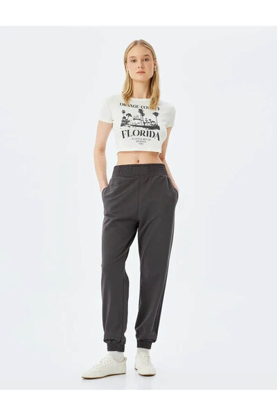 Koton Ελαστική μέση Άνετη Εφαρμογή Ψηλόμεση Τσέπη Λεπτομέρεια Jogger Sweatpants