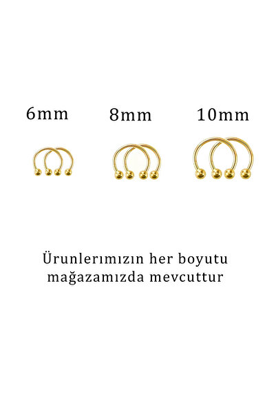 BEZO İkili Yarım Halka  Piercing  316L 100% Cerrahi Çelik Kulak Kıkırdak Tragus Hızma Burun Dudak