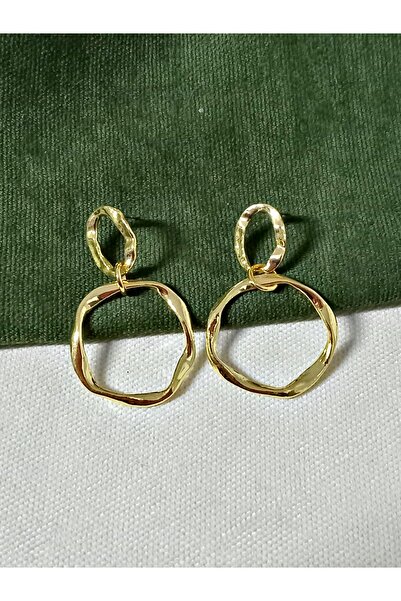 mos&more Gold Double Ring Dangle Stylish Women's Earrings