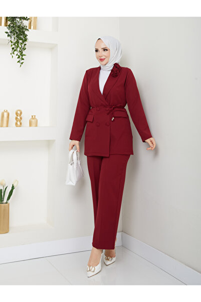 modapark.ist Women's Rose Detailed Blazer Jacket Set