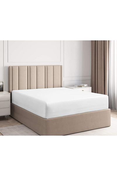 Home Cotton Double Elastic (Fitted) Woven Fabric Bed Sheet - White