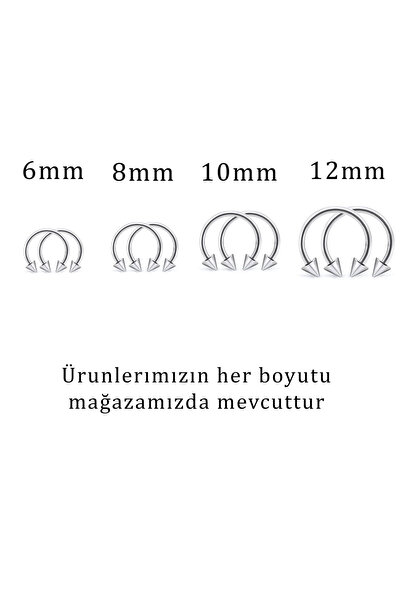 BEZO İkili Yarım Halka Spike Ok Sivri Piercing 316L 100% Cerrahi Çelik Kulak ...