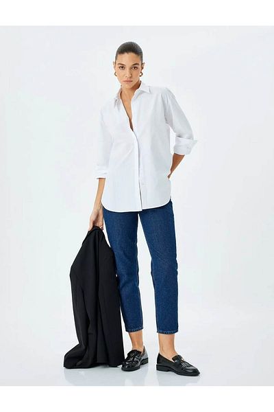 Koton High Waist Regular Fit Dark Indigo Women's Jean Pants 5Sal40126Md
