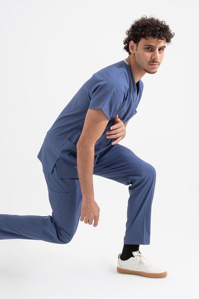 Uçak Medikal Costum de chirurgie cu lycra Core-flex albastru Foggy