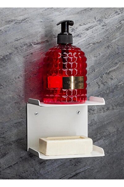 MAVİ TREND Бяла поставка за сапун - черен метал, многофункционален дозатор за...