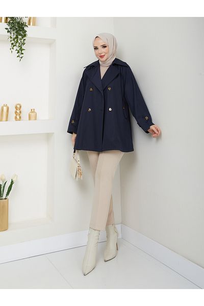 RACE FASHİON Trench oversize pentru femei, impermeabil, cu guler dublu, RC3083