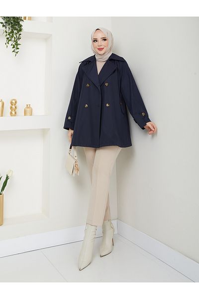 RACE FASHİON Trench oversize pentru femei, impermeabil, cu guler dublu, RC3083