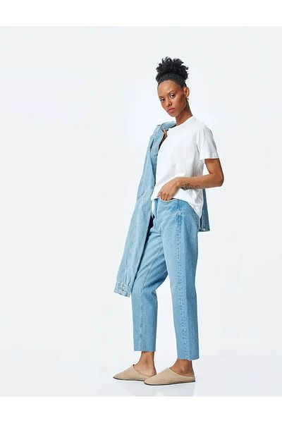 Koton Mom Jean-High Waist Casual Fit Indigo Women's Jean Pants 5Sal40046Md