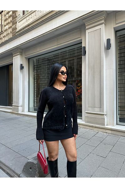LB Laluna Butik Γυναικεία Πλεκτή Ζακέτα με Μαργαριτάρι Κουμπιά