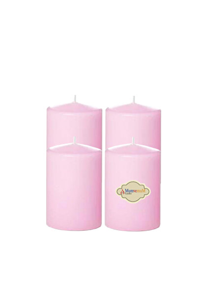MumvemuM 4 Lü Paket 5x8 Pembe Kütük Mum