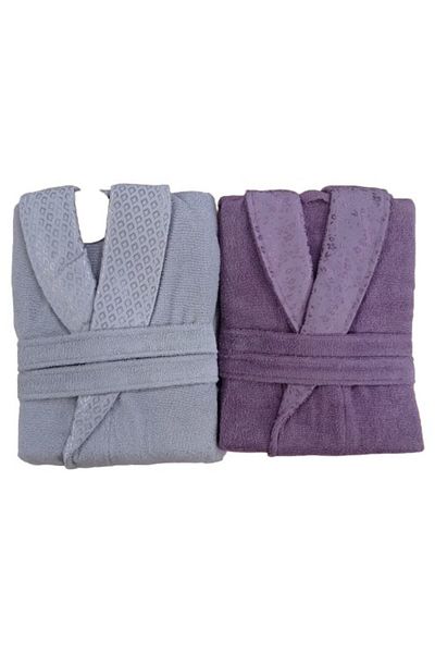 Özdilek Δώρο Camellia Grey Plum Bath Mat Happy Set Οικογενειακό Σετ μπουρνούζι