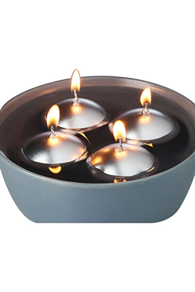 MumvemuM 12 Adet Gümüş Rengi Suda Yüzen Mum Çap : 5 cm