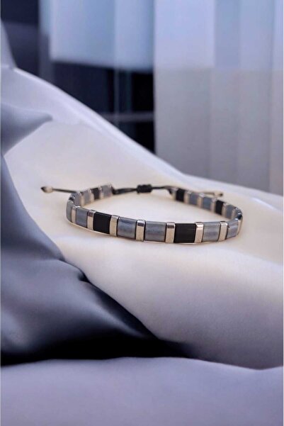 Atölye Tila Gri Unisex Ayarlanabilir Bileklik