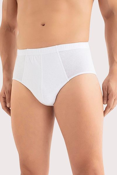 Arma Yıldız Men's Cotton Panties Solid White Elastic Waist 3 Pack