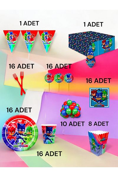 VibeHome 16 Person Pijamask Themed XL Pack - Birthday Party and Fun Events