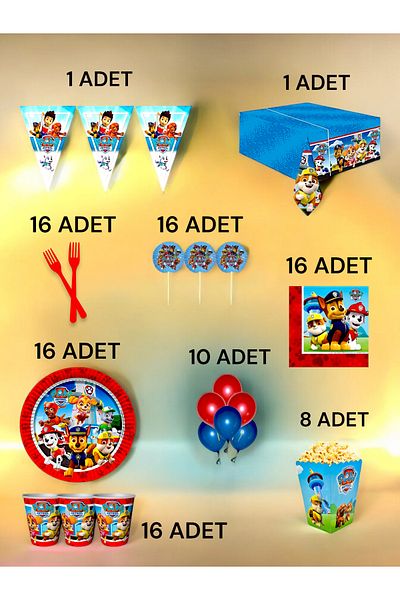 VibeHome Paw Patrol Themed XL Pack for 16 - Birthday Party and Fun Events