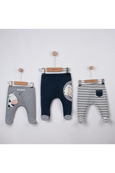 Lolons Cow and Lamb Printed Striped Baby Boy Triple Booties Bottom