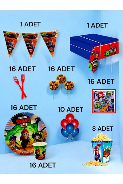 VibeHome 16 Person Brawlstars Themed XL Pack - Birthday Party & Fun Events