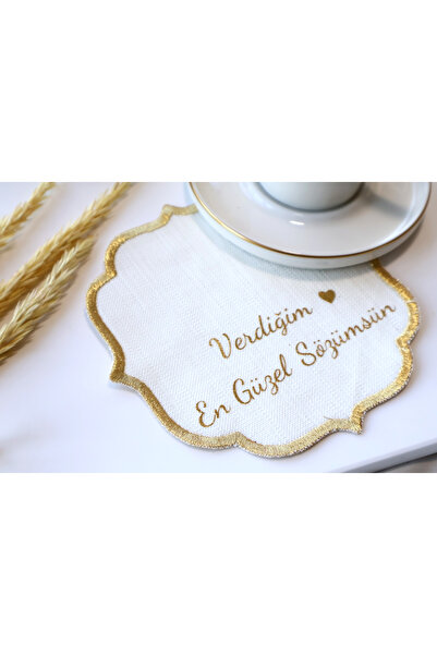 imzatasarım Gold Baskılı Söz Ve Nişanlarınız Için Kumaş Damat Kahve Peçetesi ...