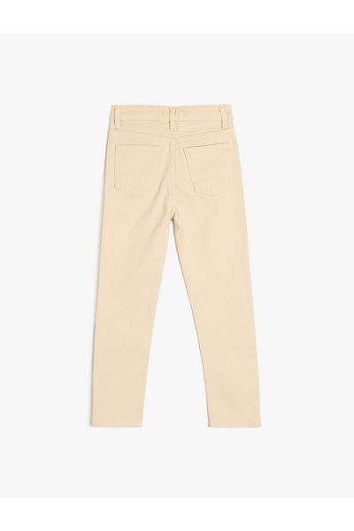 Koton Cotton Slim Fit Trousers with Adjustable Elastic Waist