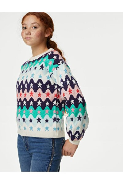 Marks & Spencer Yıldız Desenli Yuvarlak Yaka Kazak (6-16 Yaş)