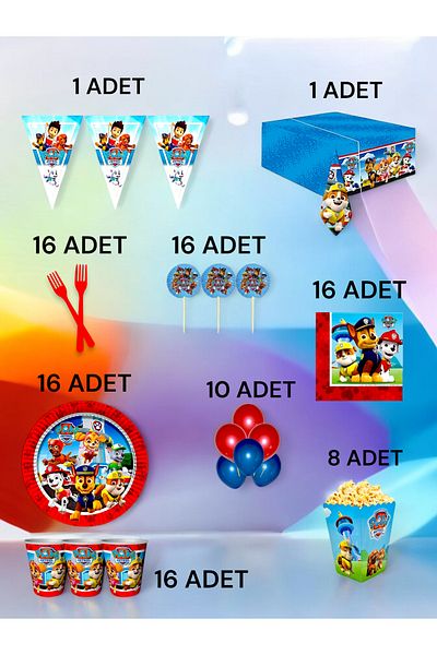 VibeHome Paw Patrol Themed XL Pack for 16 - Birthday Party and Fun Events
