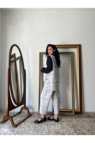 KÜÇÜĞÜM BUTİK White Tweed Vest-Pants Set (Vest-Pant)
