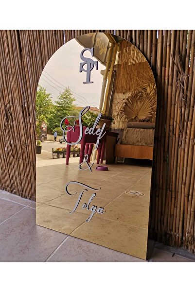 Yalova Design Düğün & Nişan Gold Lüks Aynalı Karşılama Panosu 80x50 cm