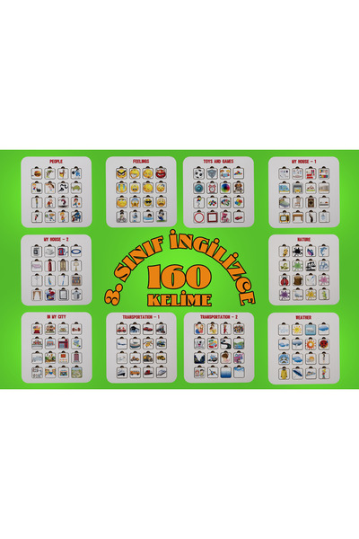 Eğiten Oyunlar 3.Sınıf Tüm Üniteler-160 Kelime | İngilizce Puzzle Set
