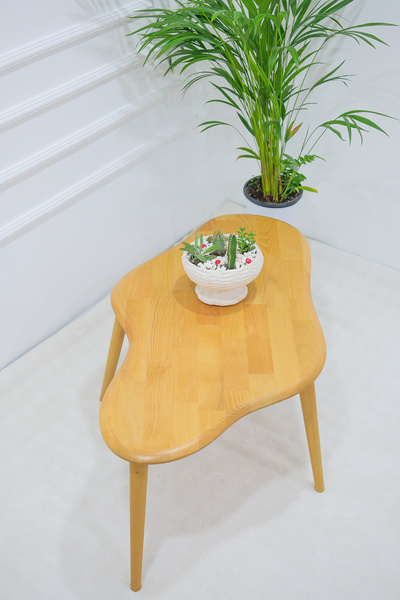 BAUPOR Asimetrik Masif Doğal Ahşap Orta Sehpa, Modern Masif Yan ve Orta Sehpa