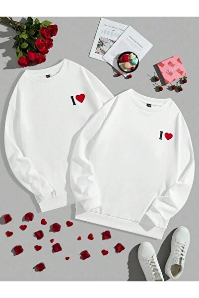 Tarzsokak Femei Bărbați Imprimeu cu inimă Decolteu tip crewneck Set de 2 pies...