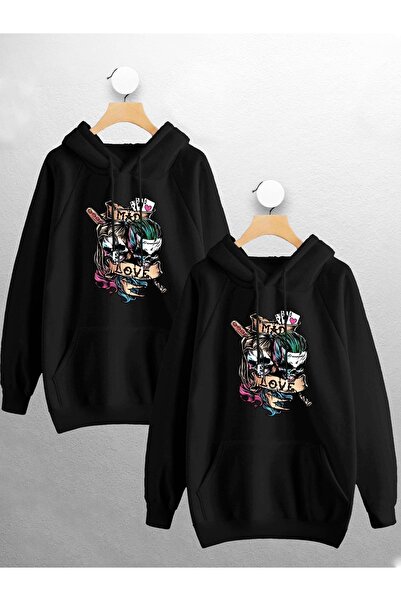 Tarzsokak مجموعة العشاق من سويت شيرت بقلنسوة بتصميم الجوكر وهارلي كوين مكون م...