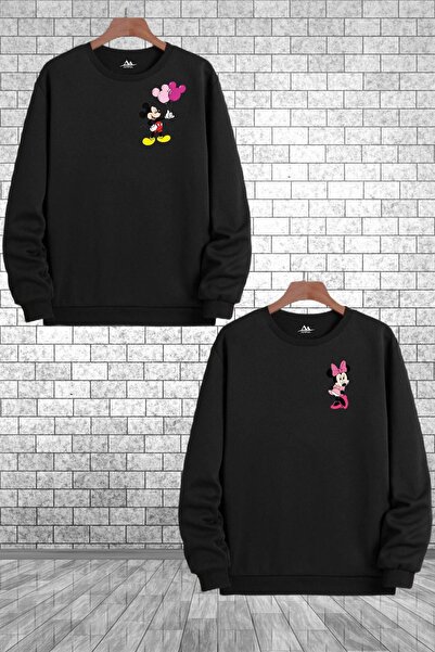 Tarzsokak Unisex crni Mickey Mouse Štampano kombinacija za par ljubavnika, 2 ...