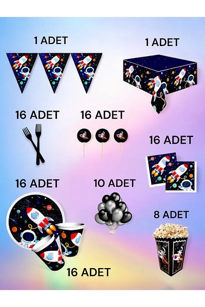 VibeHome Space Themed XL Pack for 16 - Birthday Party and Fun Events