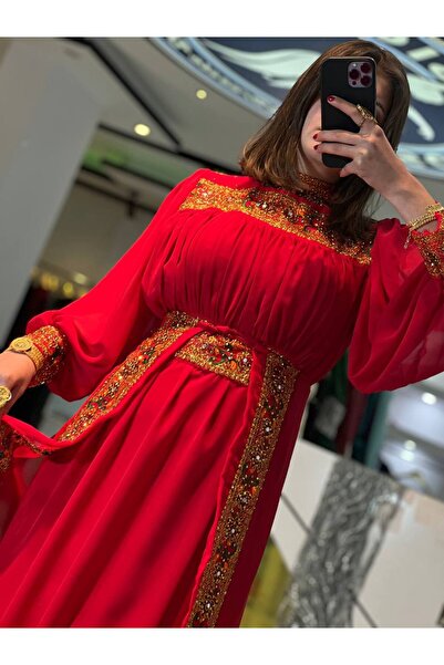 SOLİN YÖRESEL Kadın Düğünlük Yöresel Elbise Tesettür Model Hakim Yaka Palerinli