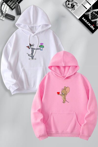 Tarzsokak عزيزي الزوجين مزيج الأزهار توم وجيري مطبوعة تصميم خاص مقنعين البلوز 2L