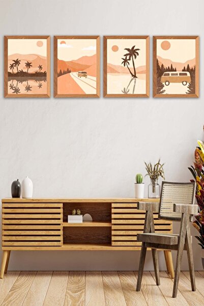 TABLOX 4-частен комплект за рисуване с дървена рамка с пейзажен дизайн