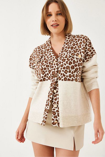 Bianco Lucci Cardigan de tricotaj de buzunar cu model pentru femei 241098 60261323