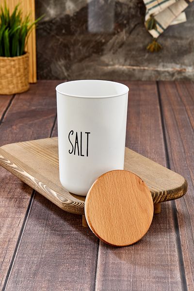 MODA OZY 1Pc 900ml Acrylic Jar Wooden Vacuum Lid Storage Container with Transfer Label