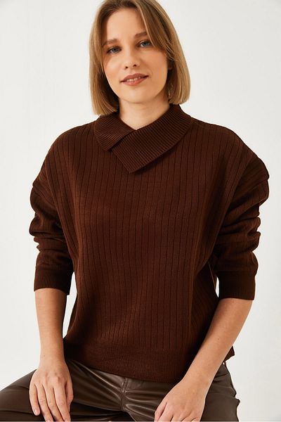 Bianco Lucci Women's Collar Detailed Knitwear Sweater 241244 60261315