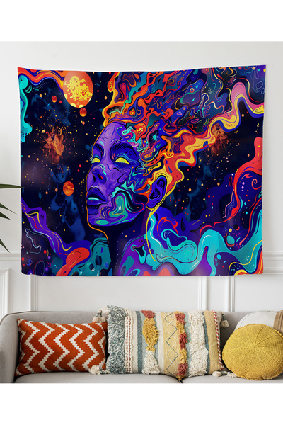 ALAMODECOR Renkli Kadın Model Duvar Örtüsü